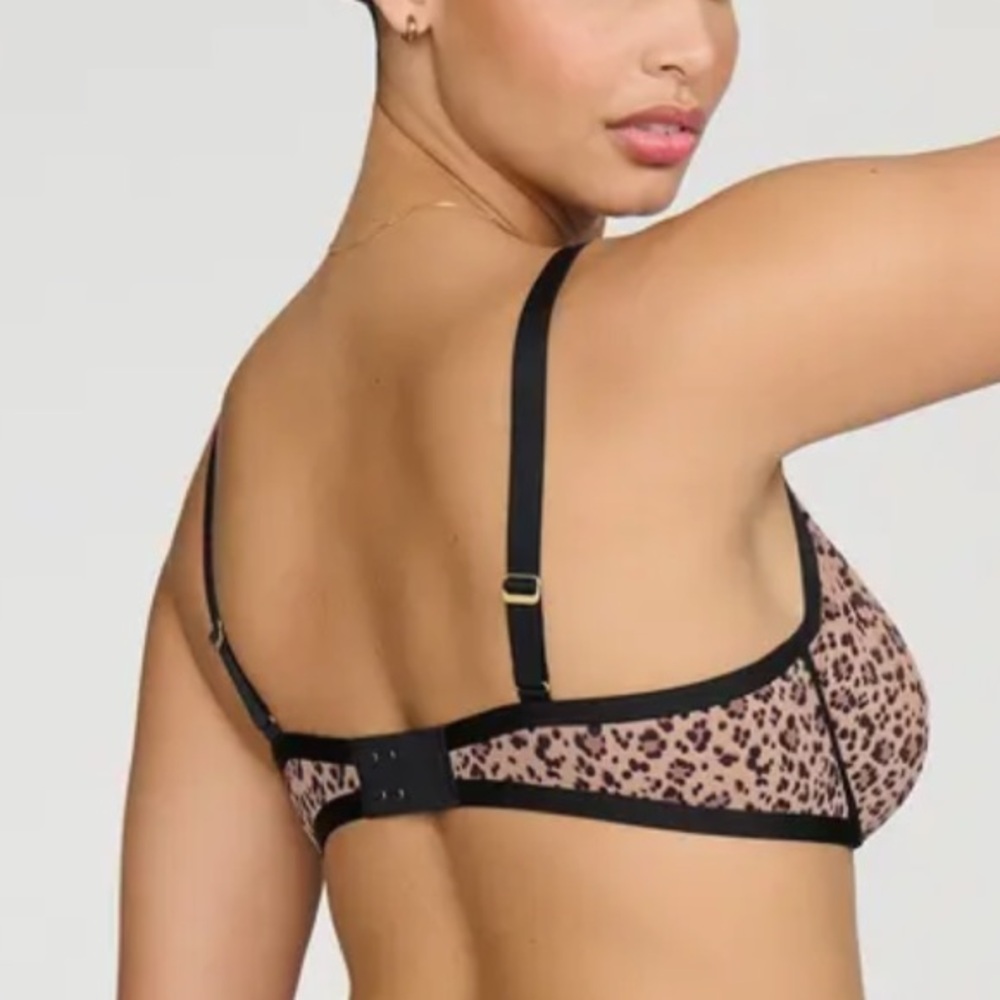CUUP The Plunge Mesh Underwire Sheer Cheetah Animal Leopard Print UW Bra 38A - Picture 4 of 14